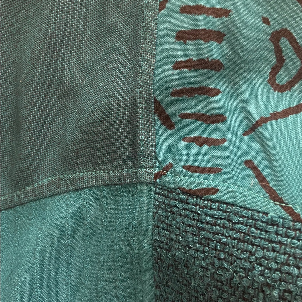 Unique Teal Button-Up Light Sweater from Moracco with Patterned Sleeves - Picture 6 of 6